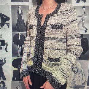 Women's Black and White Sweater